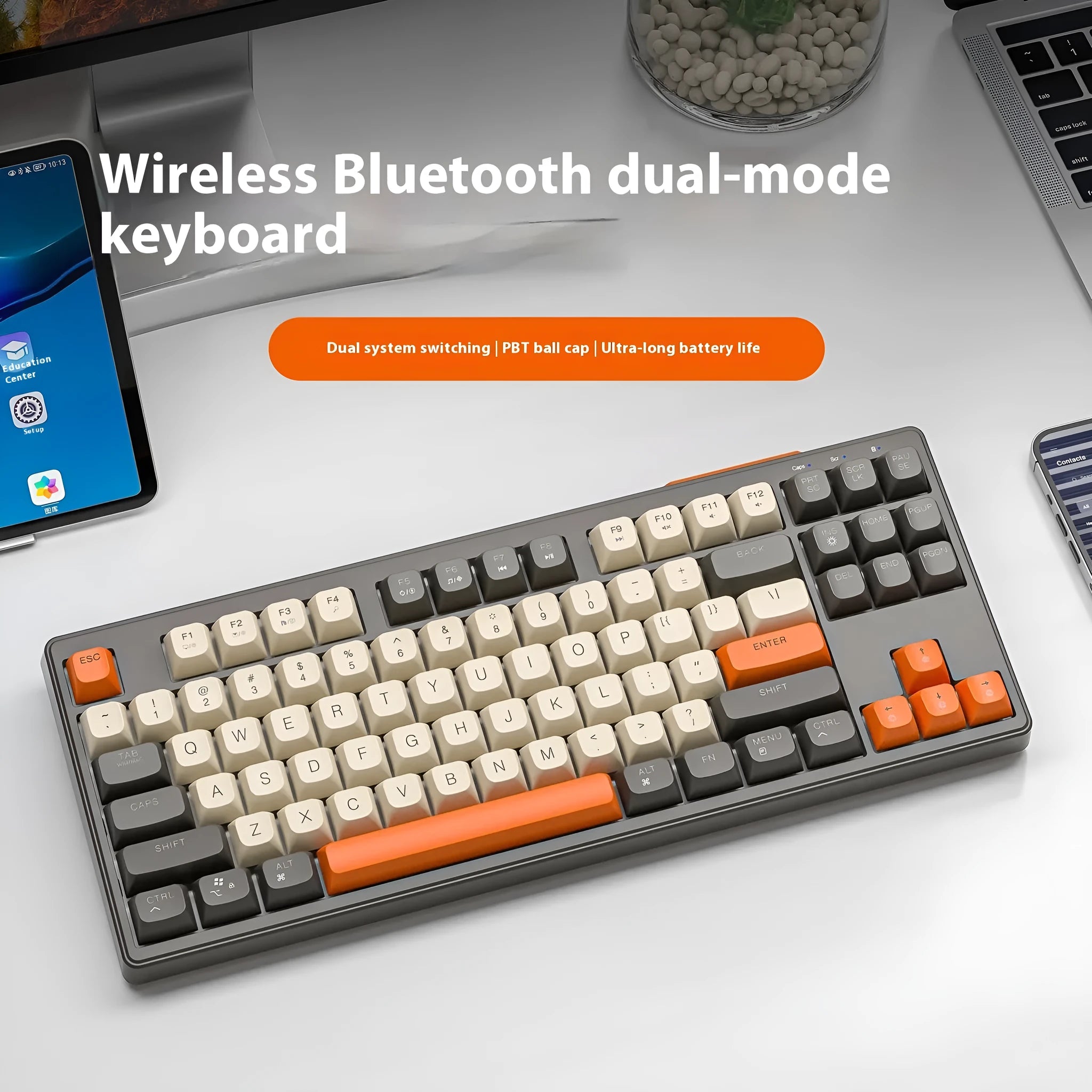 Free Wolf M87 wireless Bluetooth dual mode mechanical feeling keyboard in choice of four colours