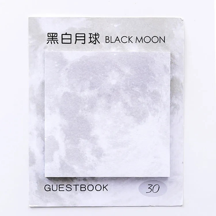 Square planet sticky notes notepad with oil painting designs of celestial bodies including moon and earth patterns