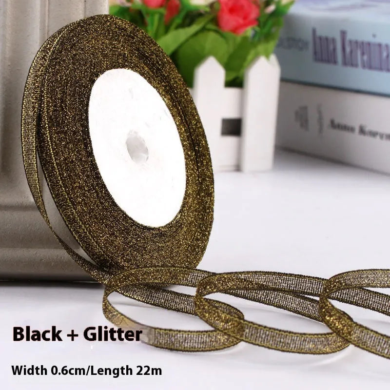 Polyester gift packaging ribbon roll in selected colour, 0.6cm wide decorative band