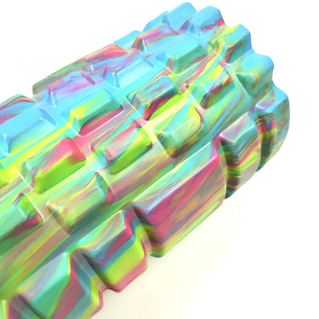 33cm camouflage pattern EVA foam roller shown in multiple colour options for fitness and recovery use