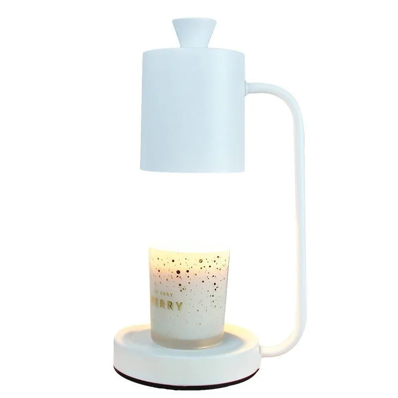 White European-style aromatherapy wax lamp with a dimmer switch on a steel holder.