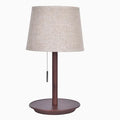Walnut wood desk lamp with fabric shade and cable switch