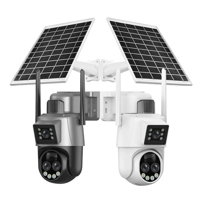 White Q39 outdoor remote wireless security camera with solar panel, 10x zoom, 6MP and Full Colour Night Vision