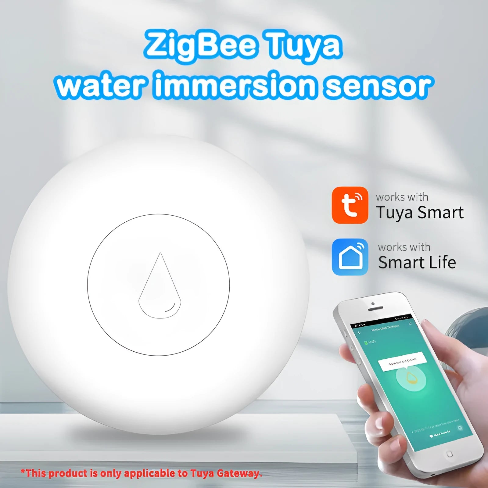 Zigbee wireless water sensor with compact PC casing for smart home flood detection