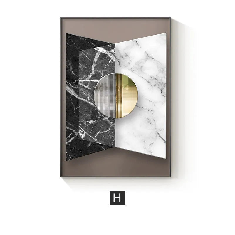 Abstract geometric pattern canvas wall art painting in modern colours on stretched canvas