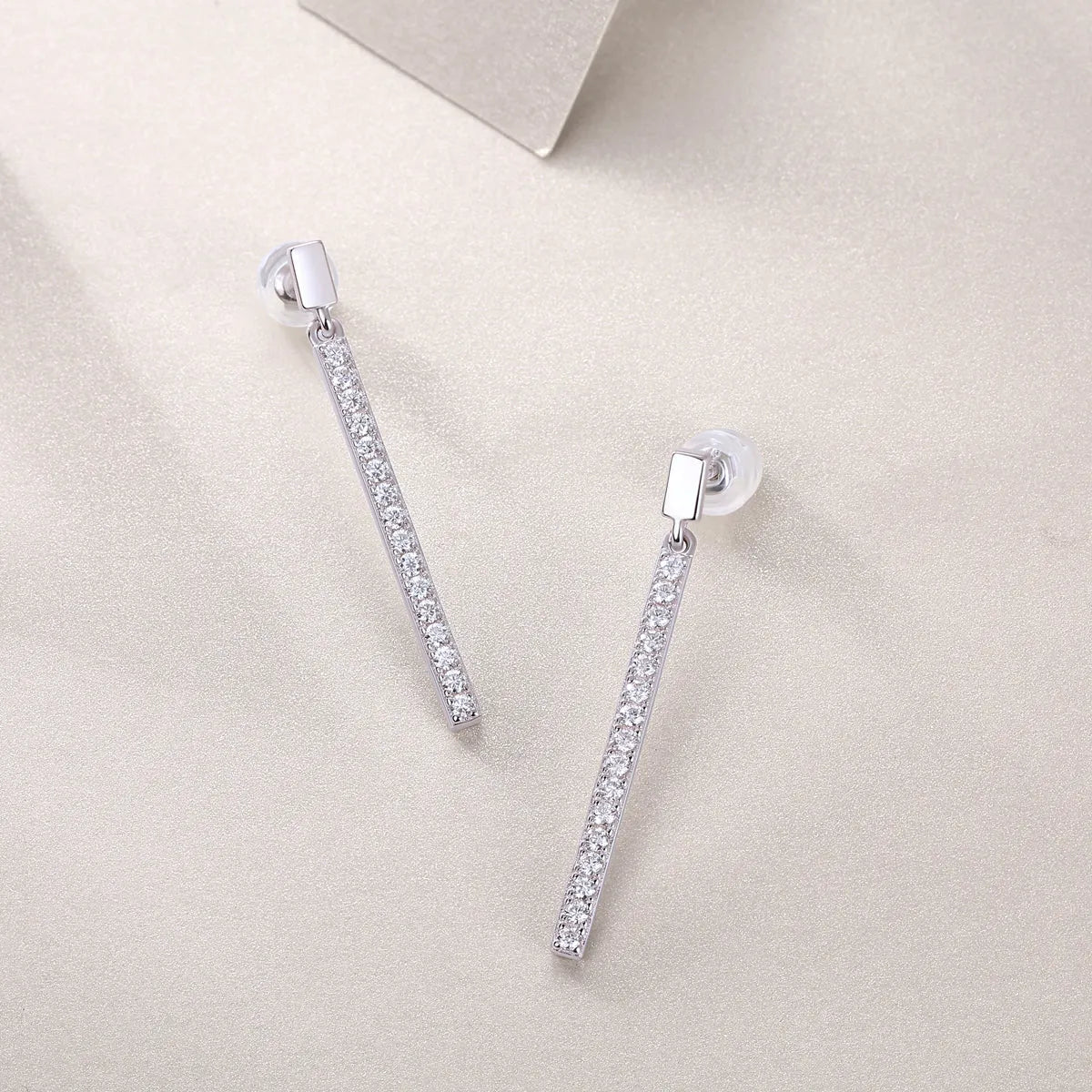 Two moissanite stud earrings in S925 silver with platinum plating, under 0.1 carat stones, gift box and GRA certificate