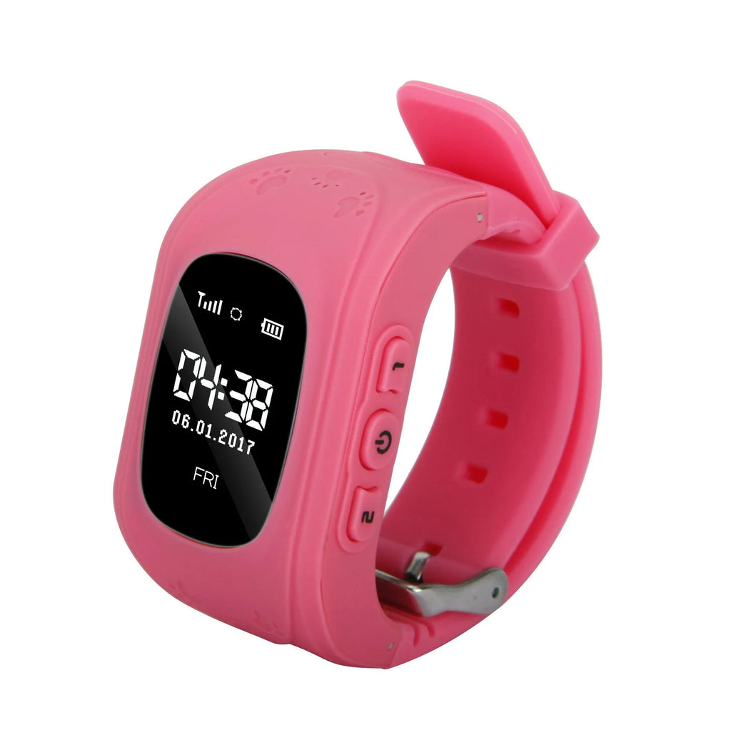 Children's smart watch with GPS positioning, 0.96 inch LCD screen, blue colour, plastic wrist strap