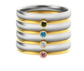Engraved titanium steel ring with December birthstone colour design on a geometric band.
