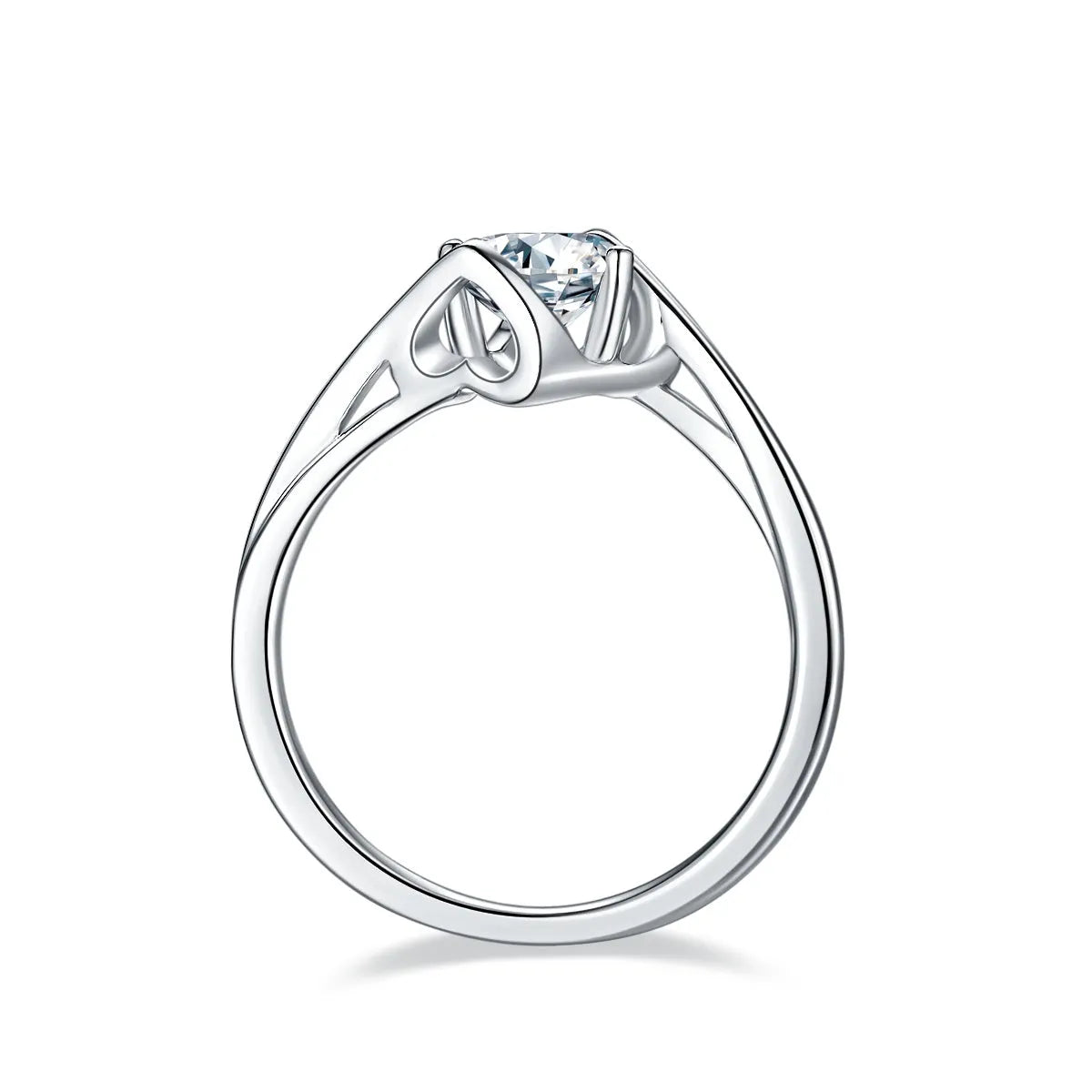 1 carat moissanite solitaire ring in S925 silver with platinum plating, sizes 5 to 9, GRA certificate and gift box