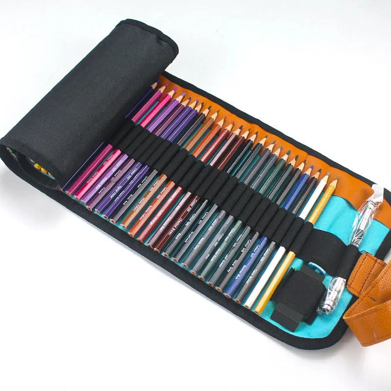 50 wooden coloured pencils in basswood construction with protective storage case for oil pastel artwork