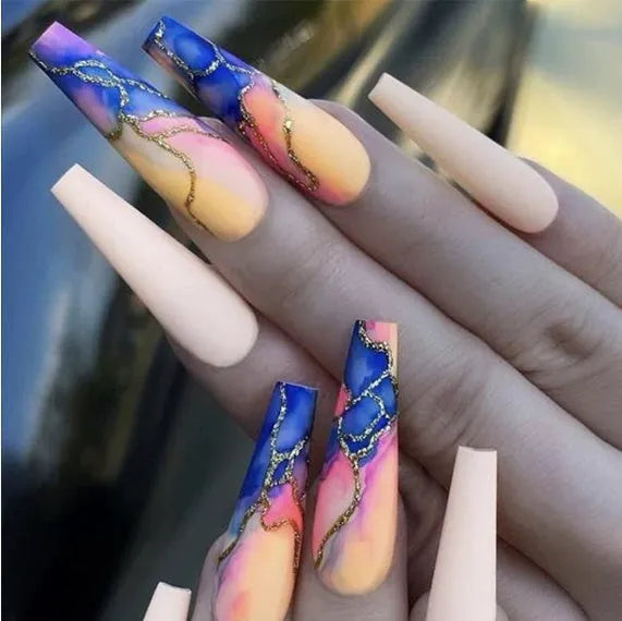 Ballet wave line detachable nail stickers with jelly glue in four design options