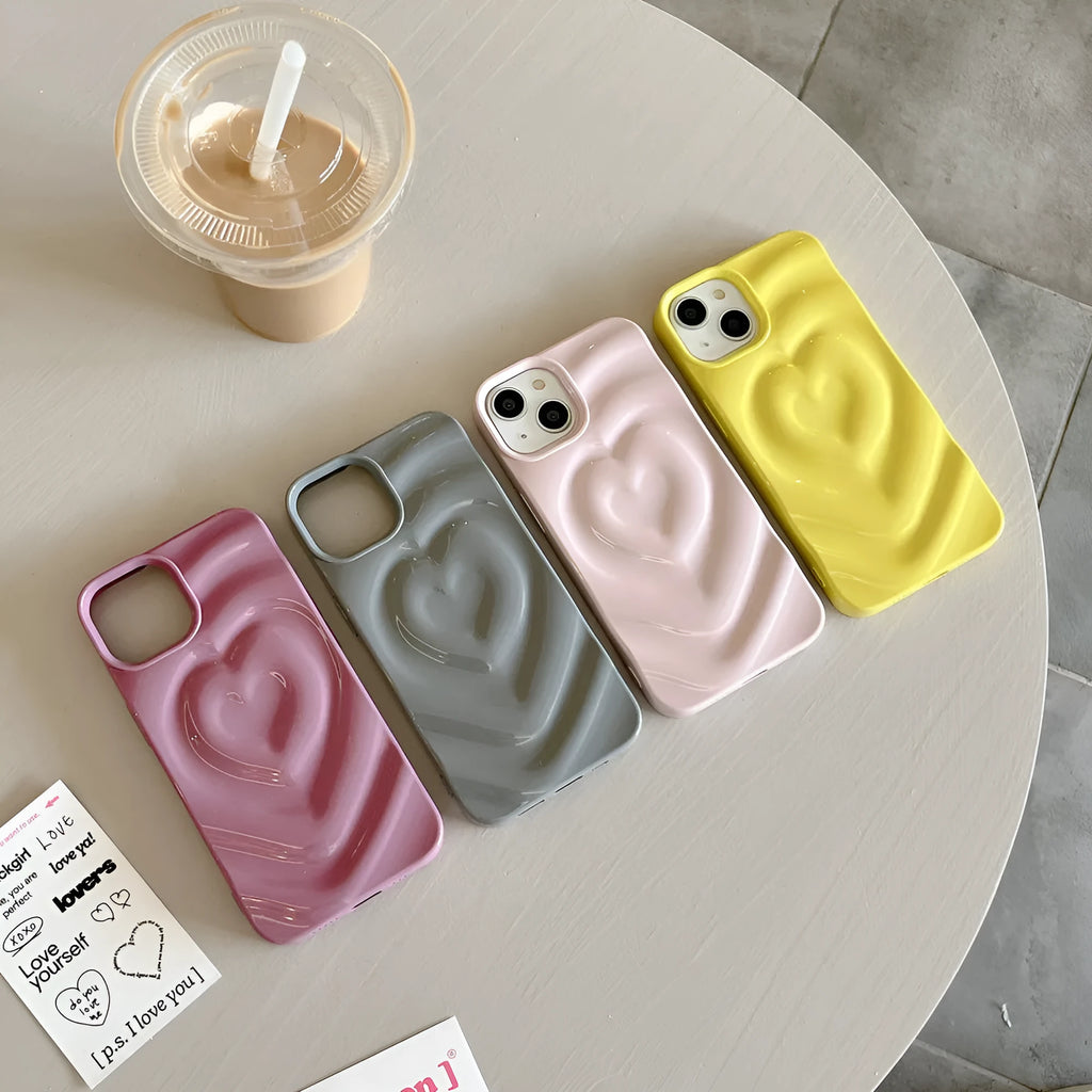 Solid colour heart phone case for iPhone XR with TPU and glass all-inclusive design, available in six colours.