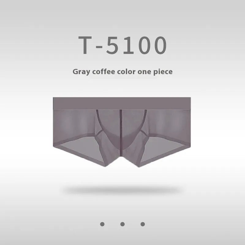 Men's ice silk seamless low waist underwear in chocolate colour showing hip lifting design