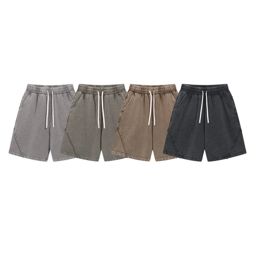 Men's batik-washed cotton terry shorts in loose fit shown in Batik Black colour