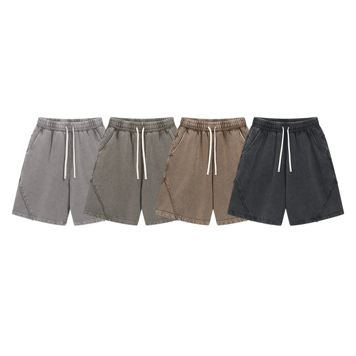 Men's batik-washed cotton terry shorts in loose fit shown in Batik Black colour