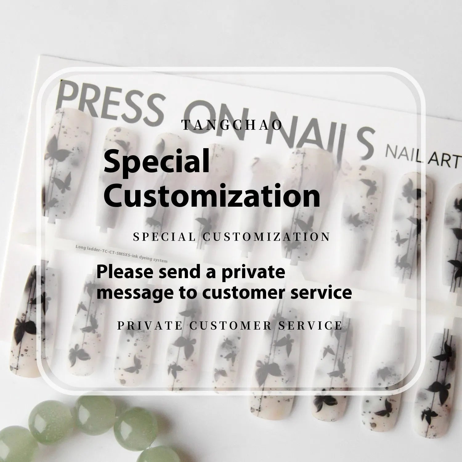 40 pieces ink dyed long ladder nail stickers with glossy seal layer butterfly design