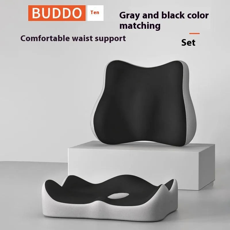 Memory foam seat cushion for office and home use in various colour combinations including grey, blue and pink options