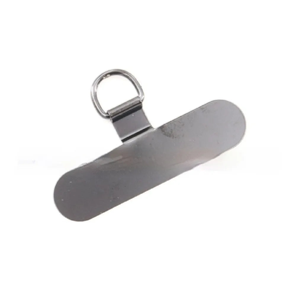 Stainless steel phone clip charging port fixing pad in 304 steel, black colour, on a phone mount