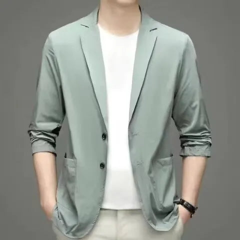 Men's single-breasted corduroy blazer in khaki, grey, white, black, blue, green, or brown, sizes M to 4XL