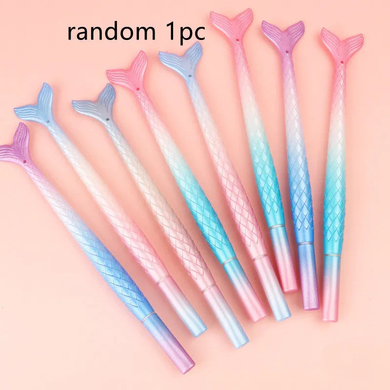 Mermaid pen with 0.38mm needle tube tip in cartoon design and plastic shell
