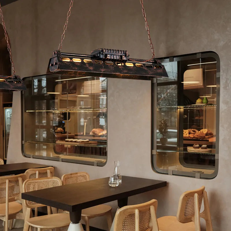 Retro industrial iron droplight with 4 heads 80cm in a nostalgic loft style for indoor use
