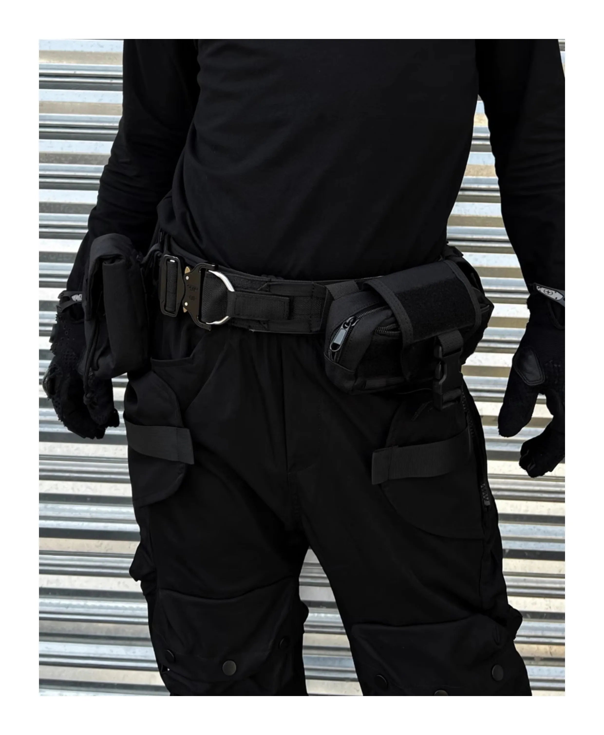 Black detachable multifunctional tactical belt with fabric and alloy buckle for men and women