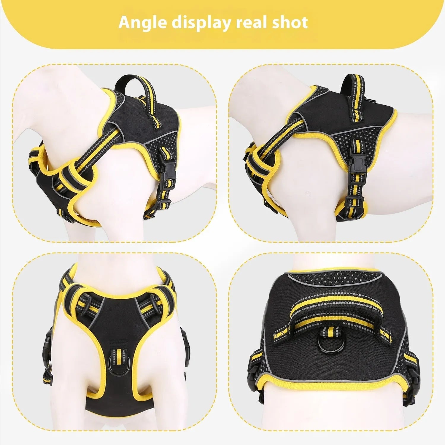 Orange polyester dog harness traction strap with anti-breaking design for outdoor training
