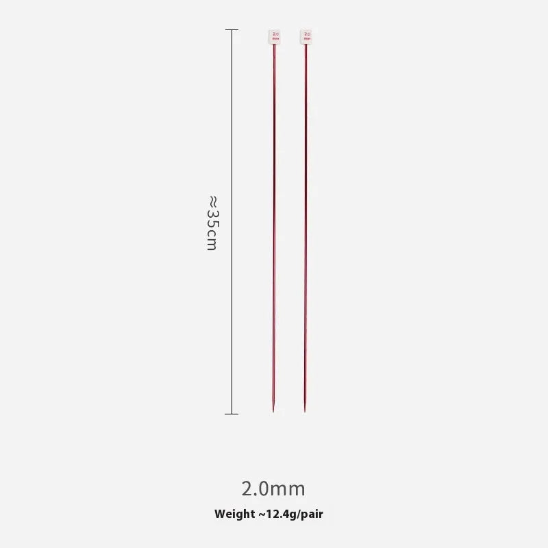 Set of lengthened crochet hooks with protective caps, showing multiple sizes from 2.0mm to 10.0mm for knitting and crochet.