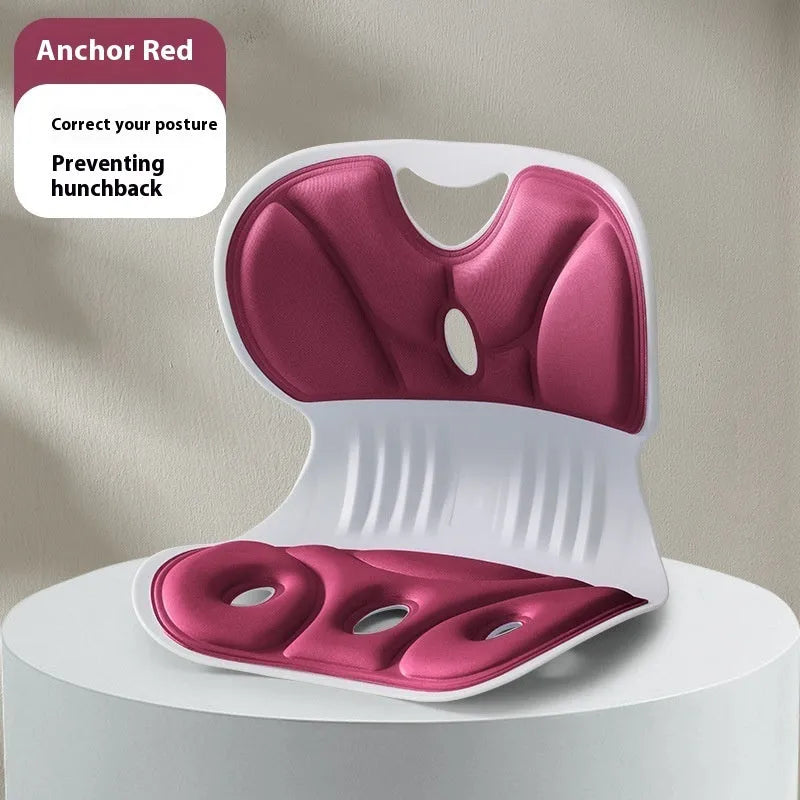 Solid colour memory foam lumbar support cushion shown in grey on an office chair.