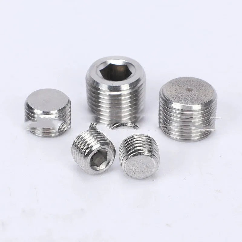 Stainless steel hexagon pipe plug with 3/8 BSP thread for industrial bulkhead installations