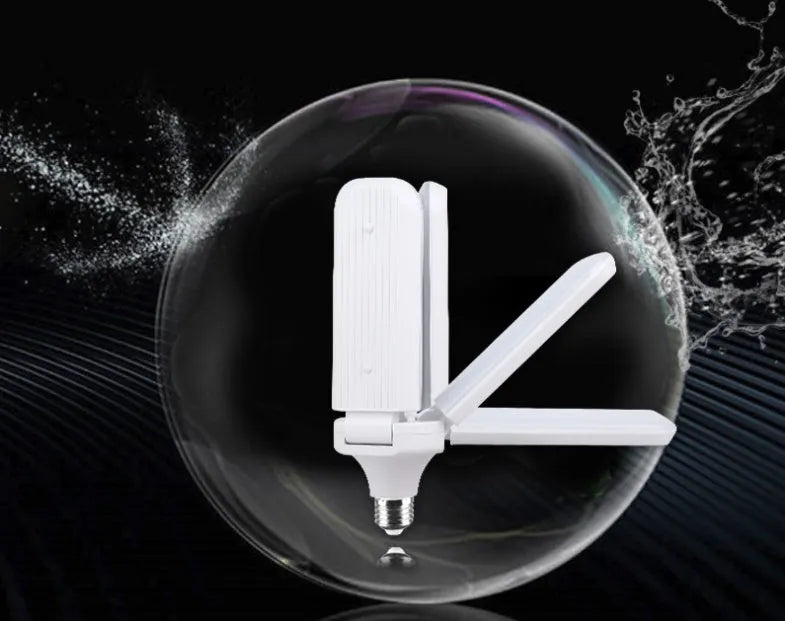 New LED foldable ceiling fan light with three white plastic blades and white light 6500K