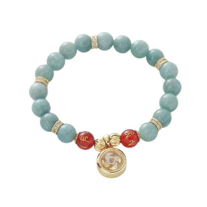 Myanmar jade chalcedony agate bracelet with lotus seedpod geometric shape and electroplated finish