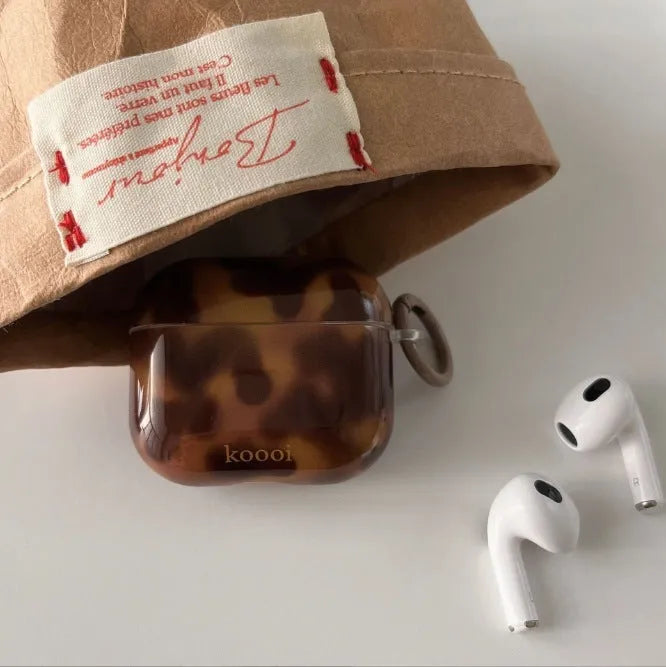 Yellow amber TPU hard case cover for AirPods with cartoon design