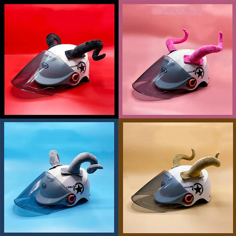 Pair of composite fibre demon horn decorations for motorcycle helmets in four colour options