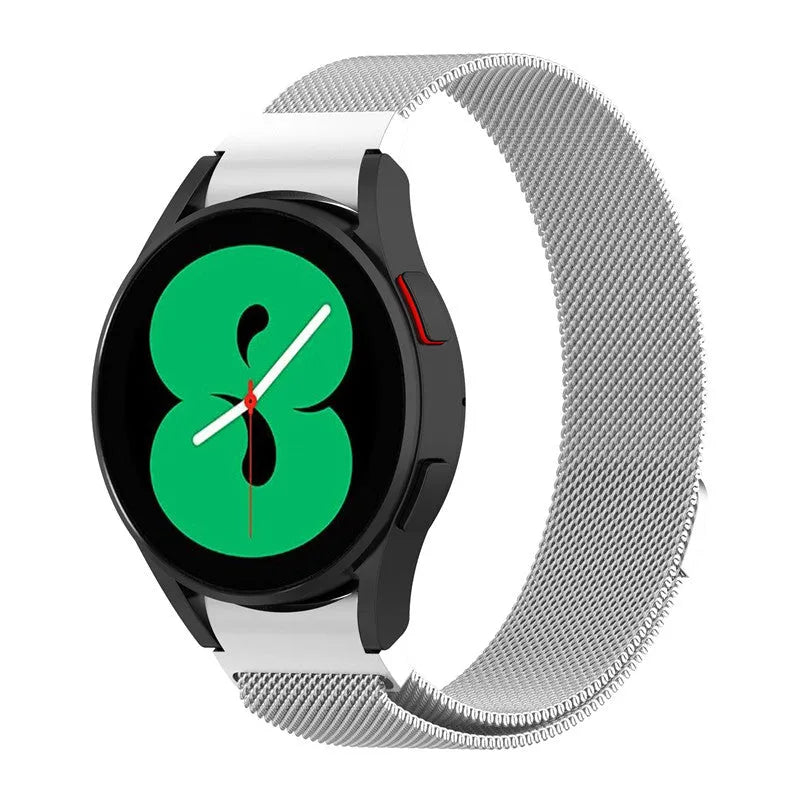 Magnetic Milan stainless steel watch strap for Samsung Watch4 in silver