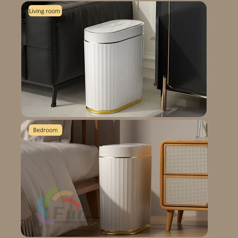 Smart trash can with automatic lid, ABS plastic, 13L size, in white colour