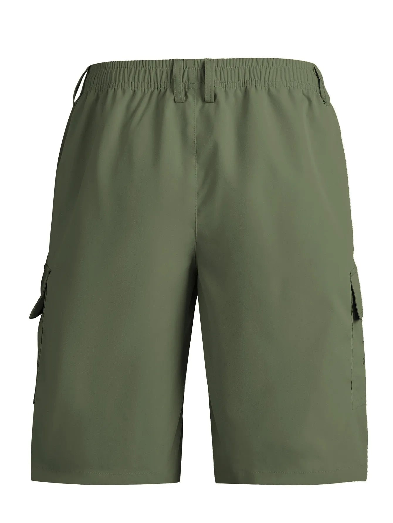 A pair of loose-fitting straight-leg casual shorts in a sports style, made from polyester fabric, shown in one of four colour options.