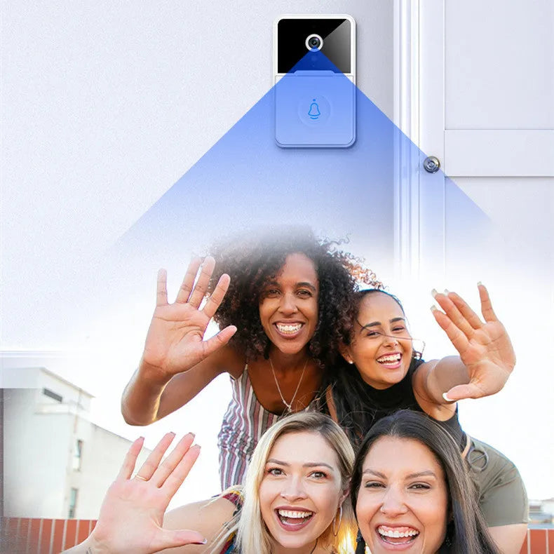 White ABS smart doorbell with VGA camera, 850nm infrared night vision, 2.4G WiFi and 1000mAh battery