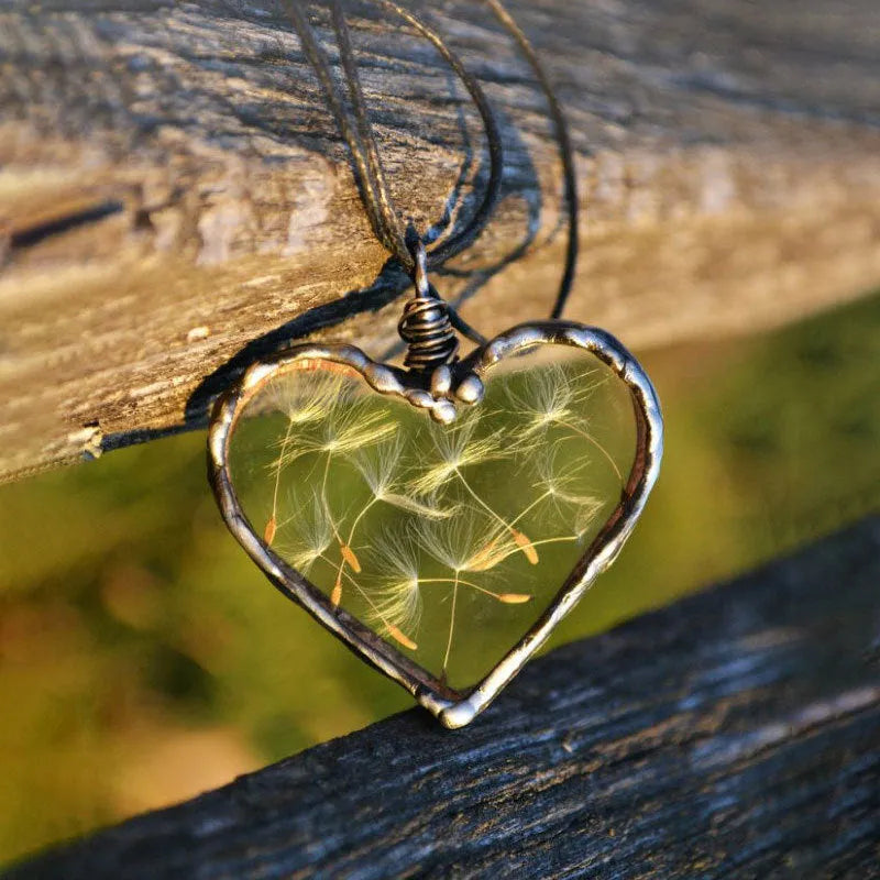 Creative Dandelion Love Wish Necklace diamond treated cartoon style pendant 4x4cm chain 40cm