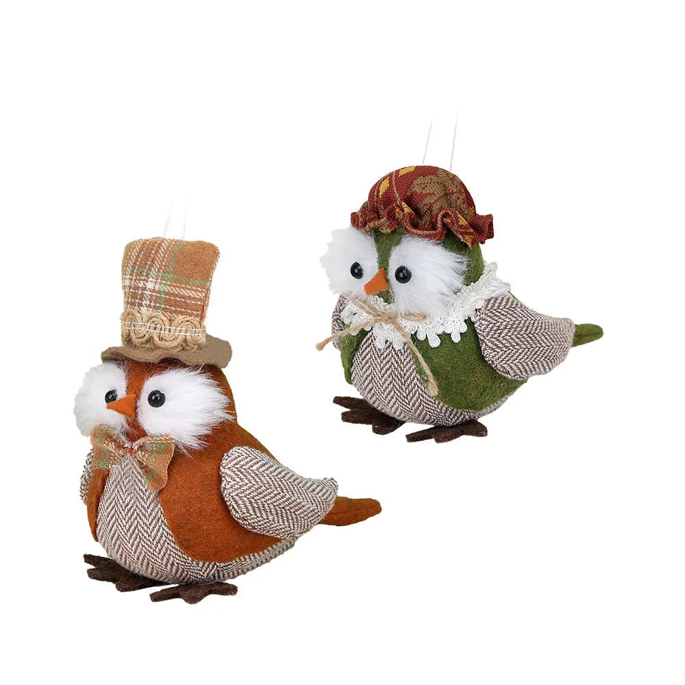Thanksgiving owl harvest bird pendant ornament in orange and green colours