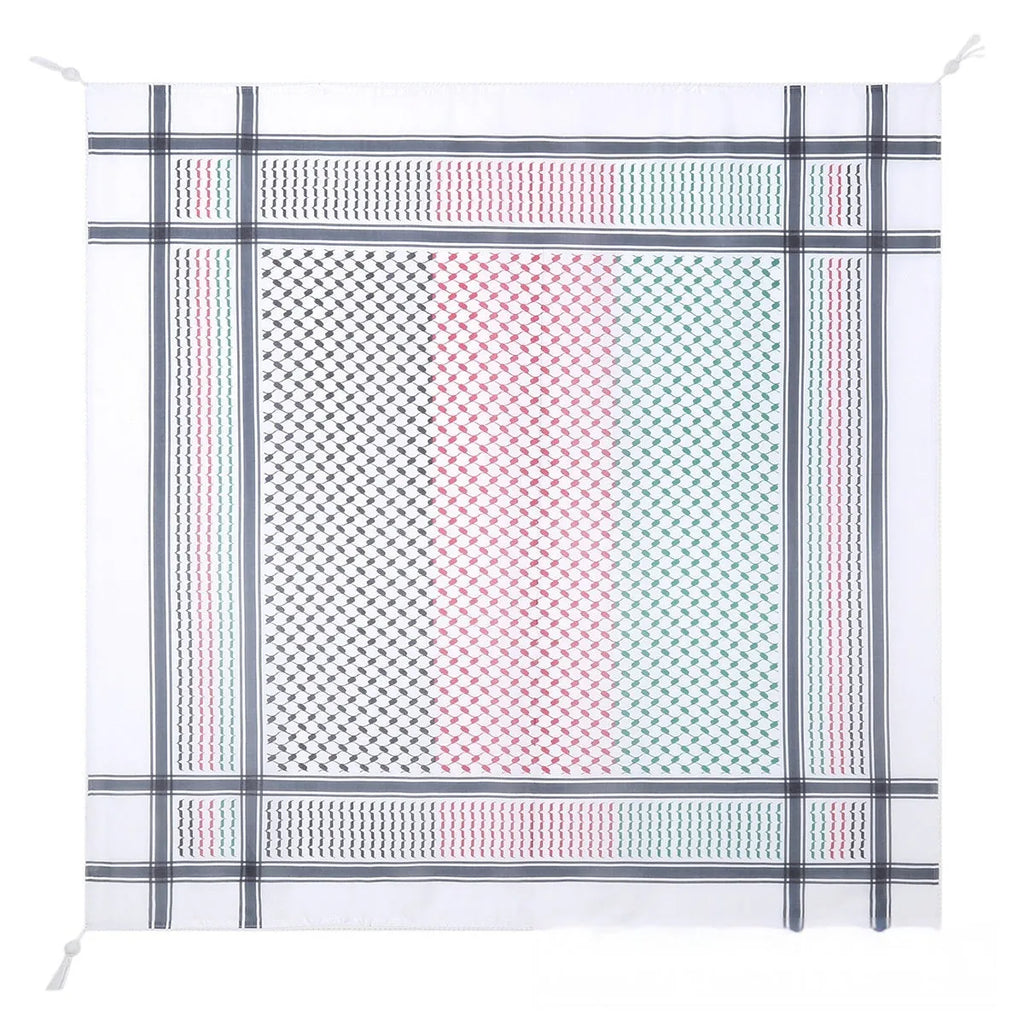 Fringe fashion unisex polyester scarf with colourful grid pattern, 140cm length