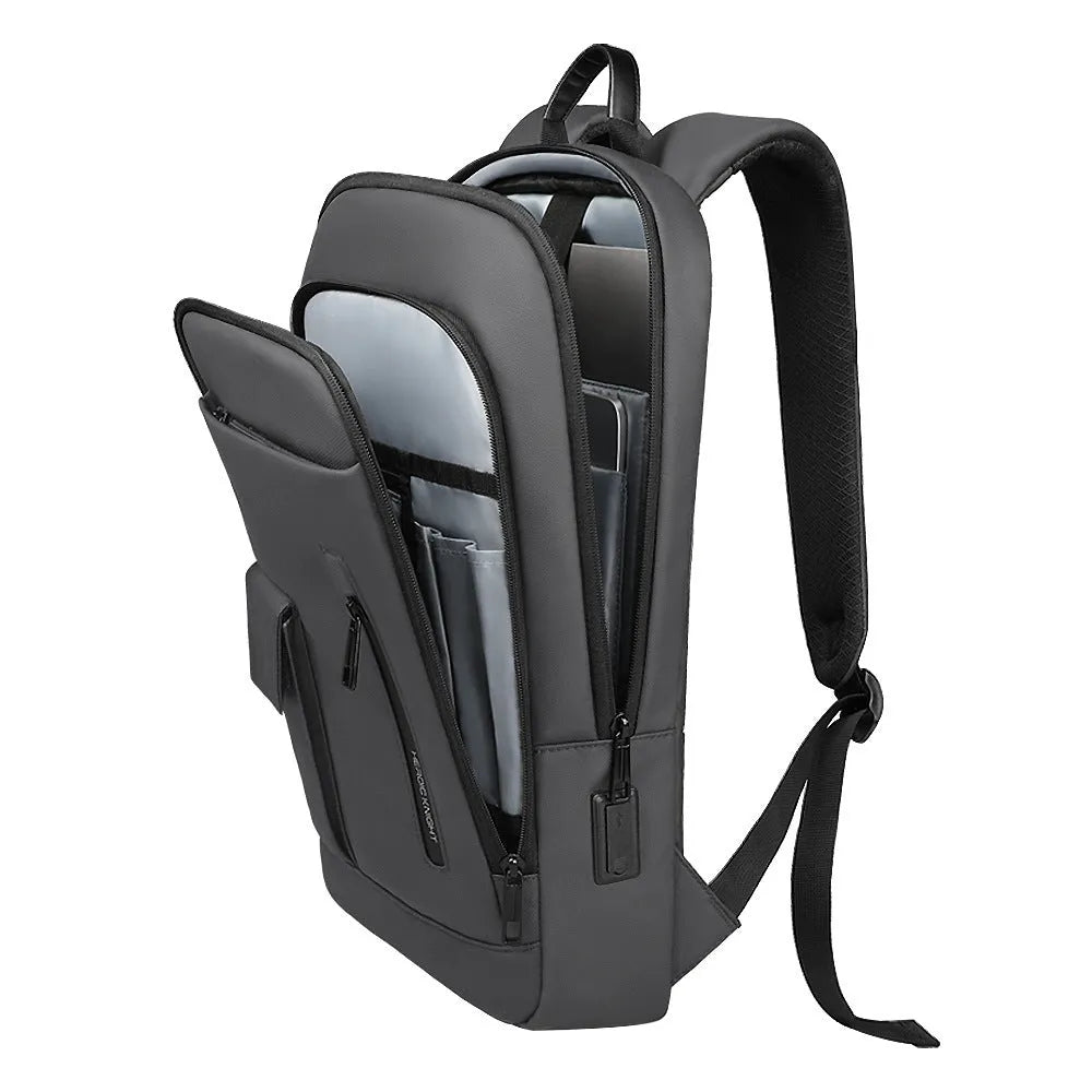 Lightweight Oxford cloth men's backpack in solid colour with visible sewing line detailing
