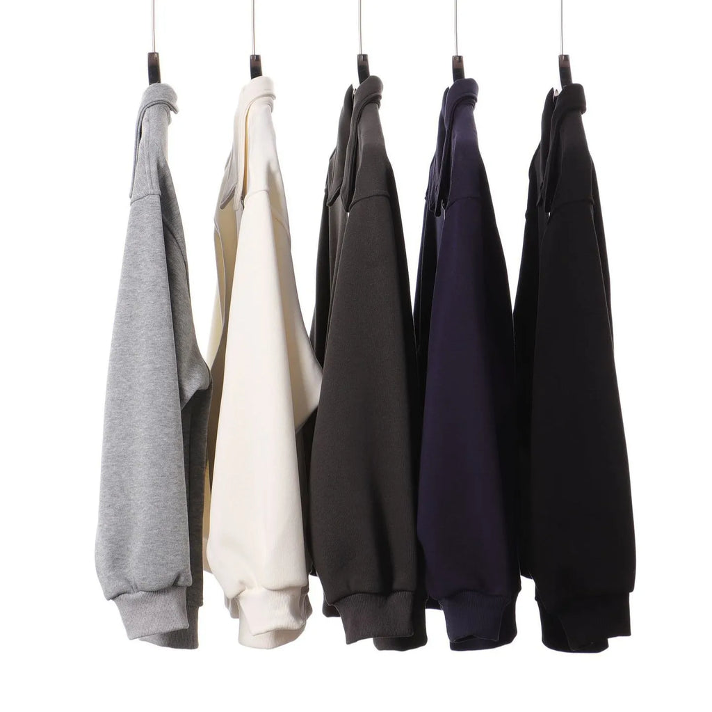 Japanese retro heavyweight 420g silver fox fleece zip-up jacket in heather gray, loose fit with lapel collar