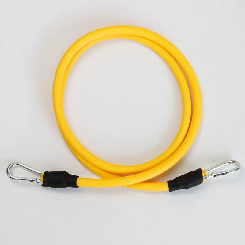 TPE elastic band resistance rope set with carabiner clips in multiple colours for home training