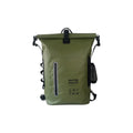 25L PVC waterproof backpack for outdoor sports, shown in black, army green, yellow, orange, and blue