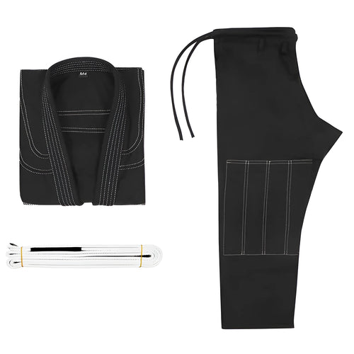 Brazilian Jiu Jitsu cotton blend training clothing set showing top and trousers in multiple colour options