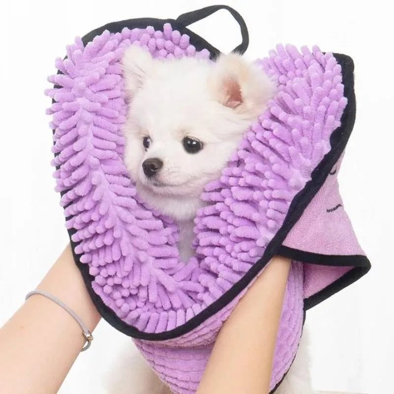 Blue pet bath robe towel measuring 62 by 23 cm for drying dogs and cats