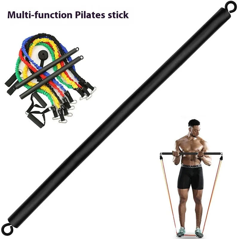Two-segment push pull fitness stick for yoga and pilates resistance training
