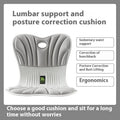 Grey ergonomic seat cushion with waist support contour on office chair