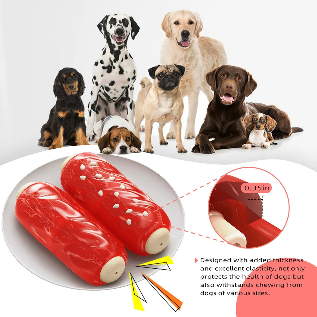 Primary colour plastic dog dental chew toy shaped like a molar rod